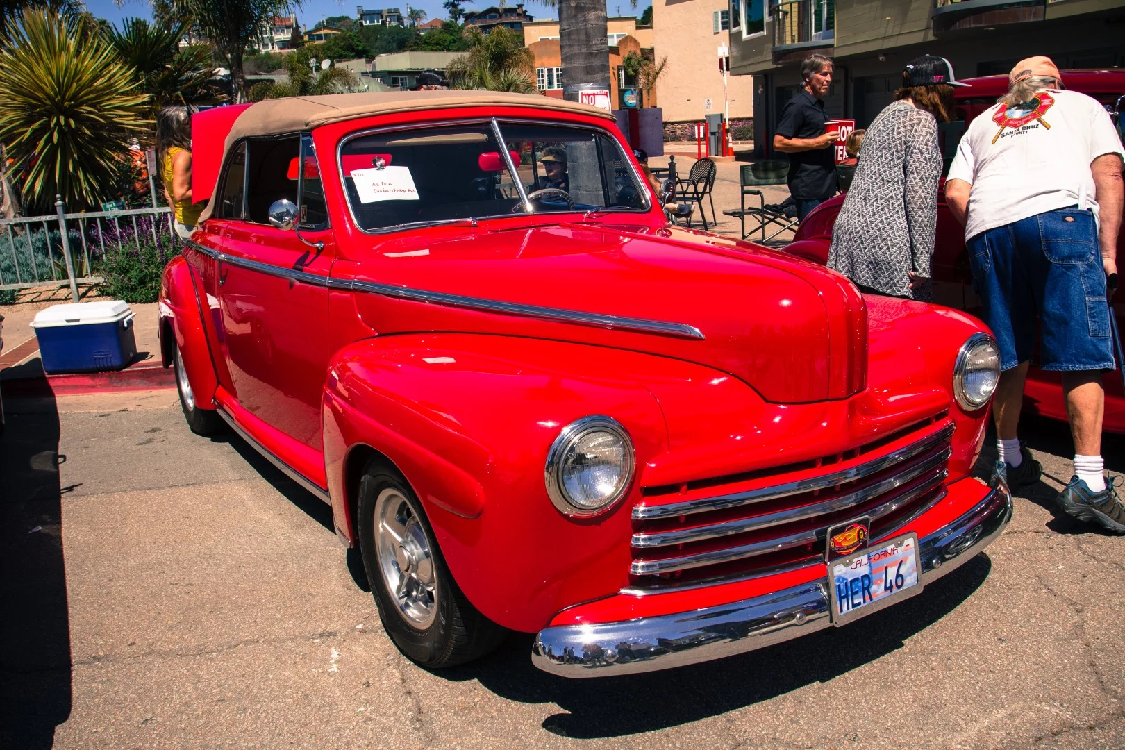 A random fact about the 1946 Ford: while it had an electric starter, Ford still continued to offer a manual starter using the tire jack through the grill to hand crank the engine in case of a dead battery
