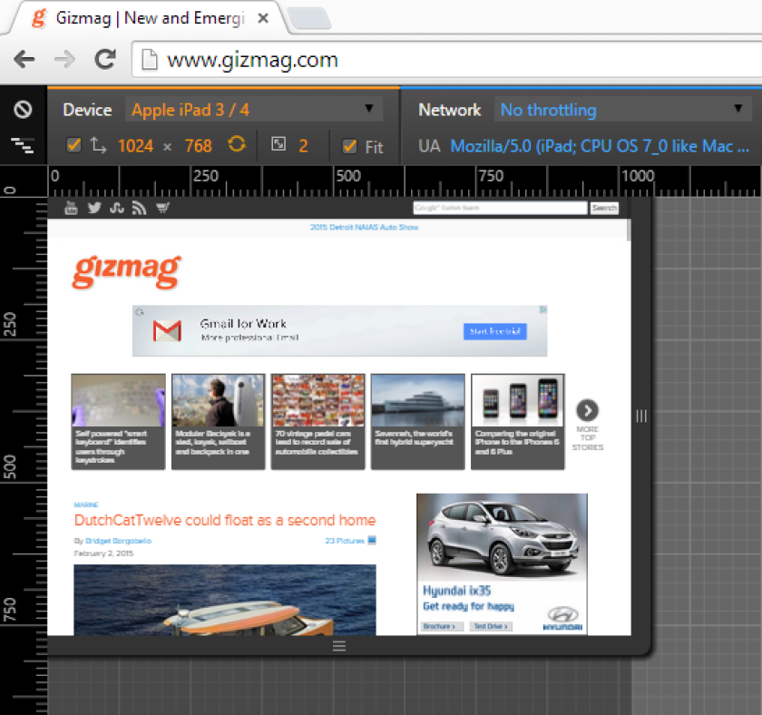 The Chrome browser lets users see what a website will look like on a mobile device screen