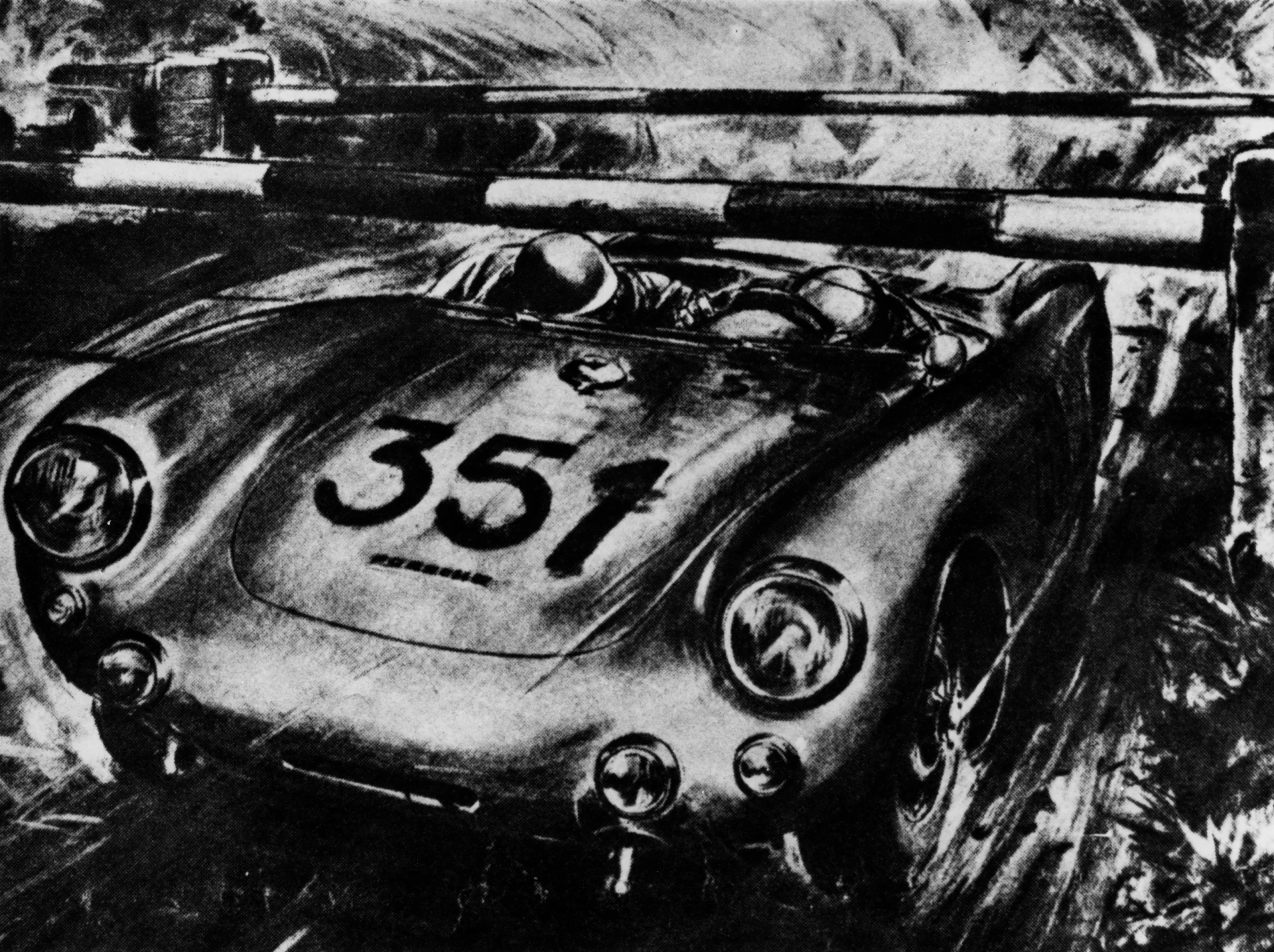 Hans Hermann goes under the boomgate on his way to winning the Mille Miglia