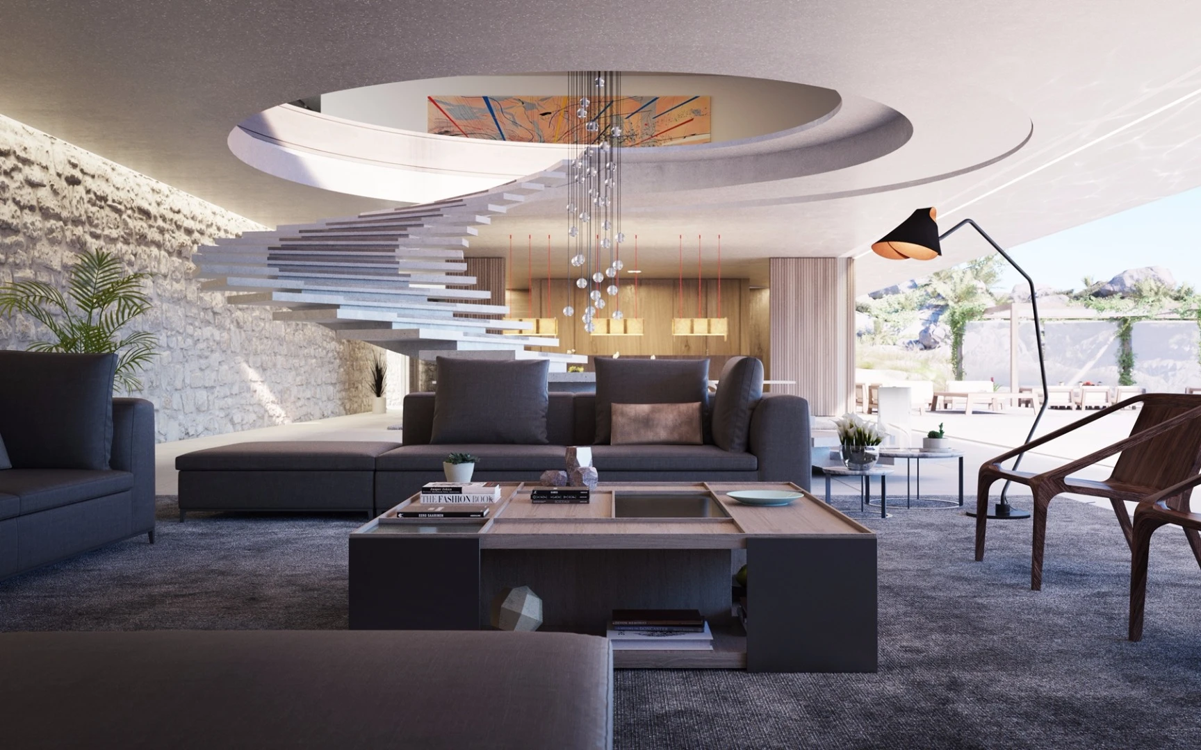 The S 00/30 concept Superhouse has a floating staircase that provides access between floors