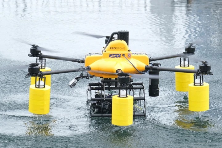 The Sea-Air Integrated Drone system uses a Prodrone multicopter to carry and release a Fifish underwater drone