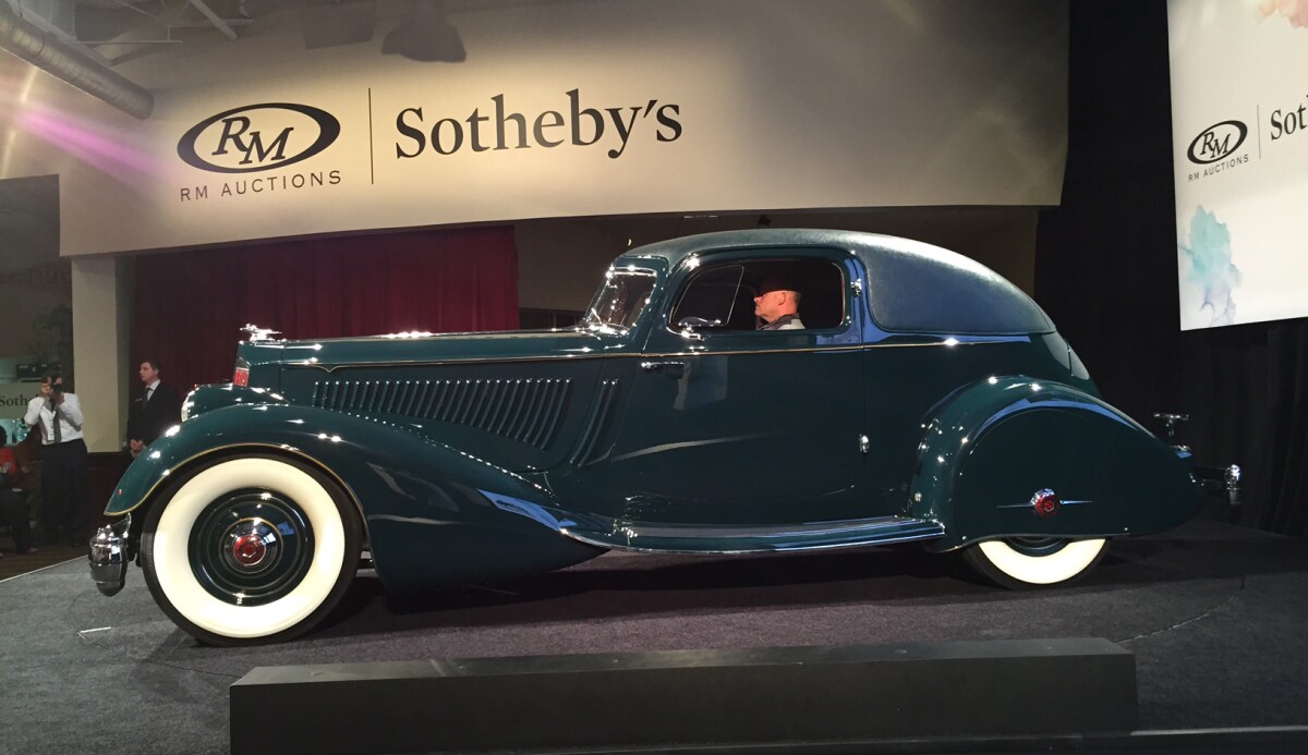 <p>This 1934 Packard Twelve Sport Coupe by LeBaron (Lot 221) is the last of just four built, and was the 1934 New York Show car. Having been such a significant car in Packard's history, the car has a complete history from new and has been in many prominent collections at different times during it's eighty year existence.</p><p>Restored in the early 1980s, it won a 1983 AACA National First Prize badge and a CCCA National First Prize badge. <span>This highly regarded Sport Coupe is also featured in Hugo Pfau’s The Custom-Bodied Packard, Dennis Adler’s Packard, Beverly Rae Kimes’s Packard: A History of the Motor Car and the Company, and Michael Lamm and Dave Holls’s A Century of Automotive Style. </span></p><p>Estimated at $1,600,000-$2,500,000, the Packard New York Sport sold for $2,200,000.</p>