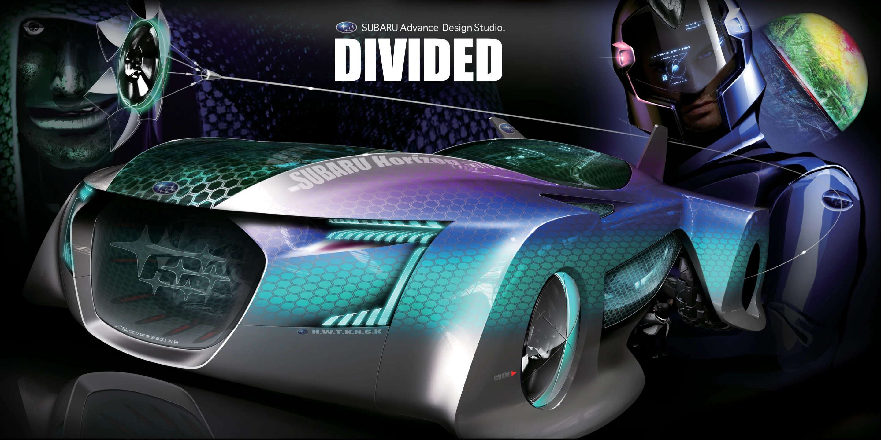Divided poster featuring the Subaru HORIZON (Image: Subaru Design Tokyo Studio)