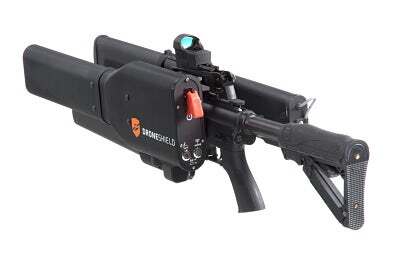 The makers list the Dronegun's range at 1.3 mi (2 km)