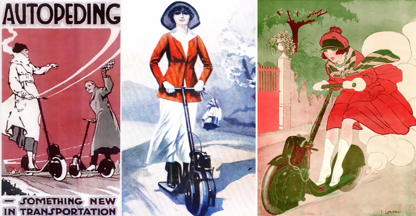 Images promoting the Autoped are clearly aimed at the independent woman of the period