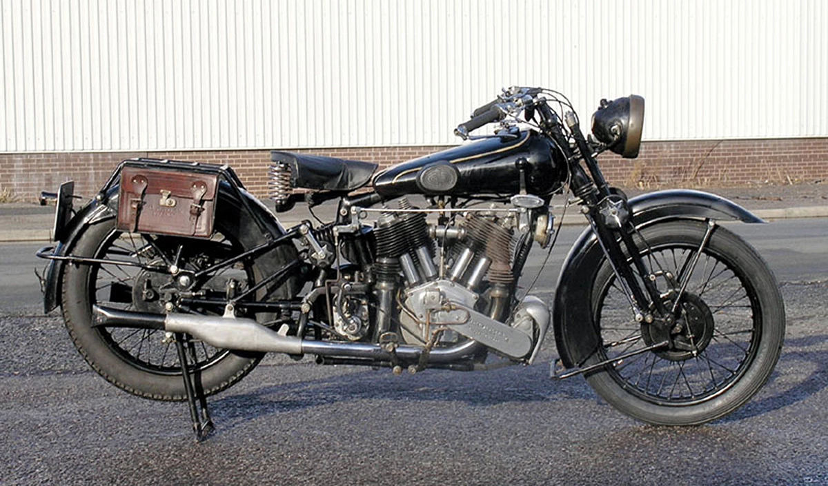 For the 1930 season, when this bike was built, the SS80 represented the middle machine of the Brough Superior range, below the overhead valve SS100, and above the 670. All three machines utilised JAP powerplants, however, the SS80 (so named because 80 mph was guaranteed to be attained by the machine by the manufacturer) employed a side valve engine instead of the over head valve units fitted to its larger and smaller siblings. The 981cc V-twin transmitted the power to the rear wheel via a three speed gearbox, in this case a Sturmey unit, fitted with high gears and a chain final drive.In this example the powertrain is housed in a sprung frame, although a rigid version was also offered, and the machine is finished in a black livery. According to the factory record card this matching numbers machine originally left the works on April 17, 1930 before returning in 1933 for modifications, subsequently being resold by the company. It was sold in good condition in all respects with a Swansea V5C and a dating certificate issued by the Brough Superior Owners Club. At a H&H Classics auction at Haynes International Motor Museum in October, 2010, this bike fetched GBP£66,000 ($103,421).