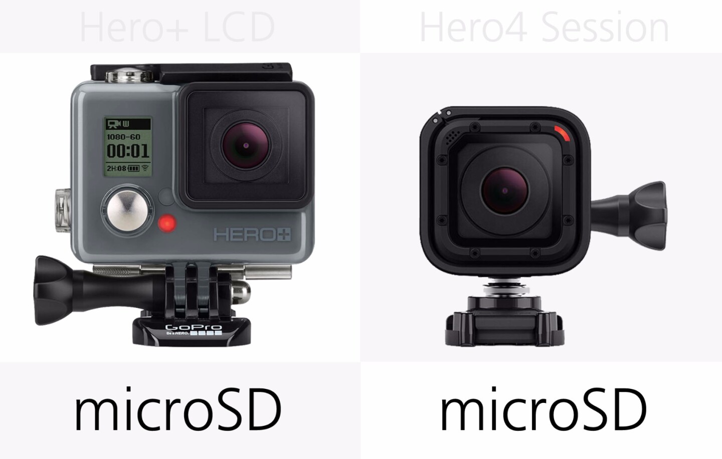 GoPro Hero+LCD and GoPro Hero4 Session storage media