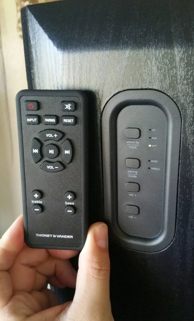 The remote and control panel on the Thonet & Vander Koloss are basic, albeit functional