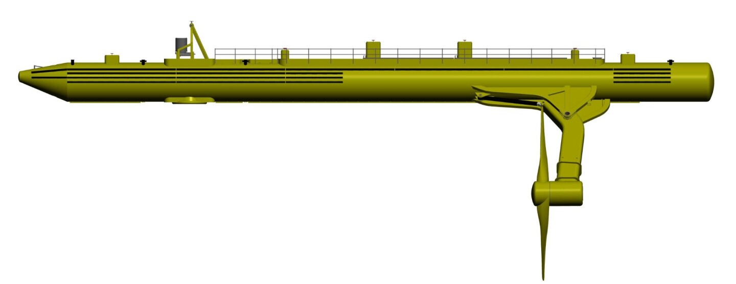Diagram showing the deployed SR2000 tidal stream turbine prototype