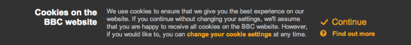 Visitors to the BBC website are shown this message