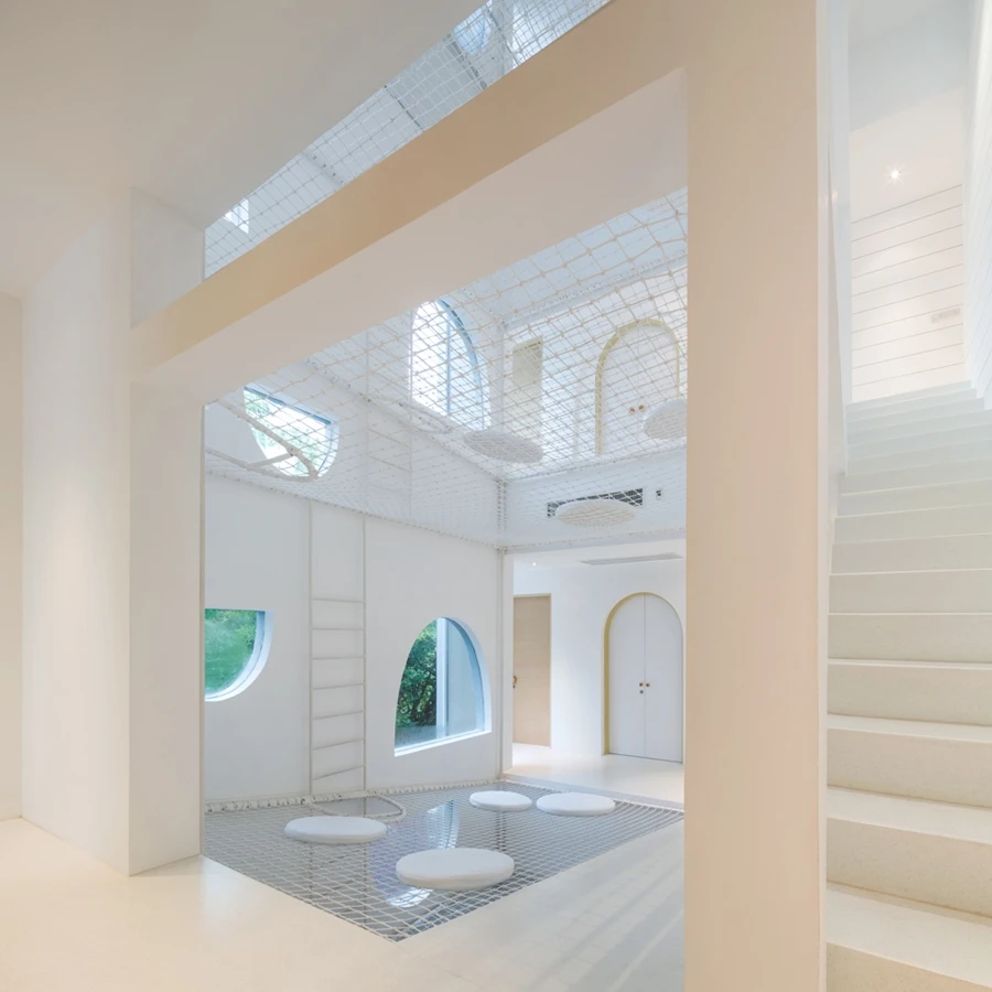 More traditional means of moving around a house, such as stairways, are also included