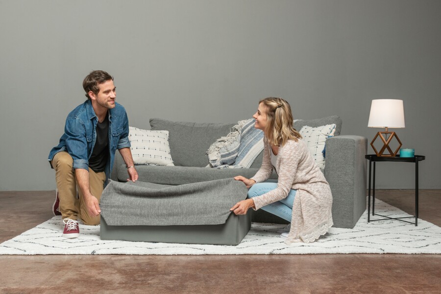 Accordionlike Elephant In A Box sofa packs small enough to come in the mail