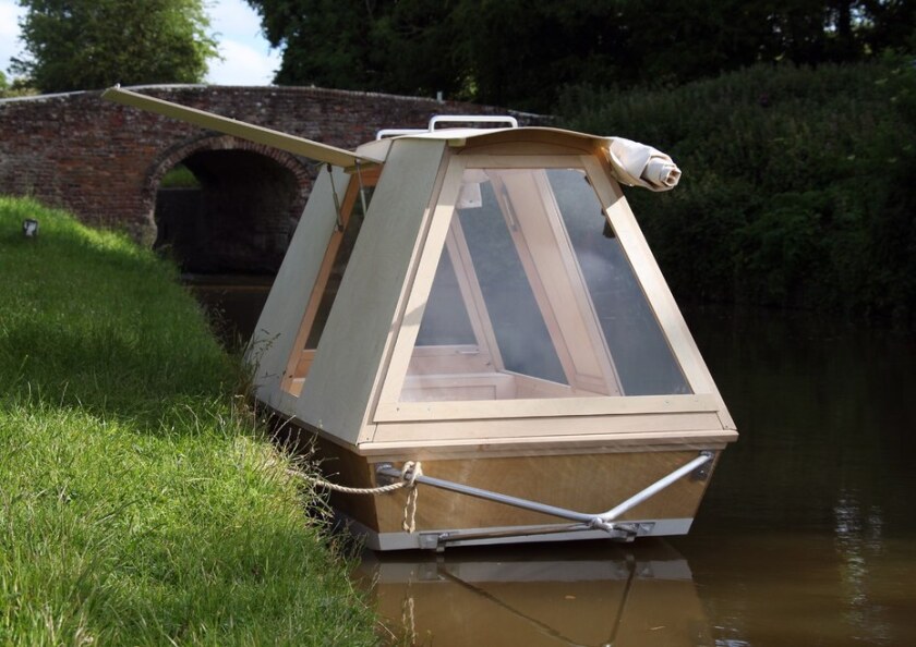 The WaterBed rides to water's edge via pedal power and provides a floating night of sleep