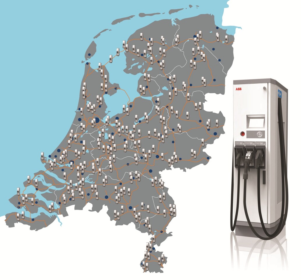 A map showing the distribution of the charging stations across The Netherlands