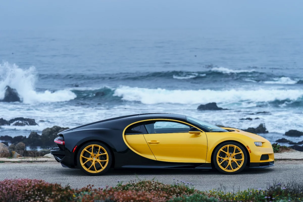 The yellow wheels help give this Chiron its unique bright look