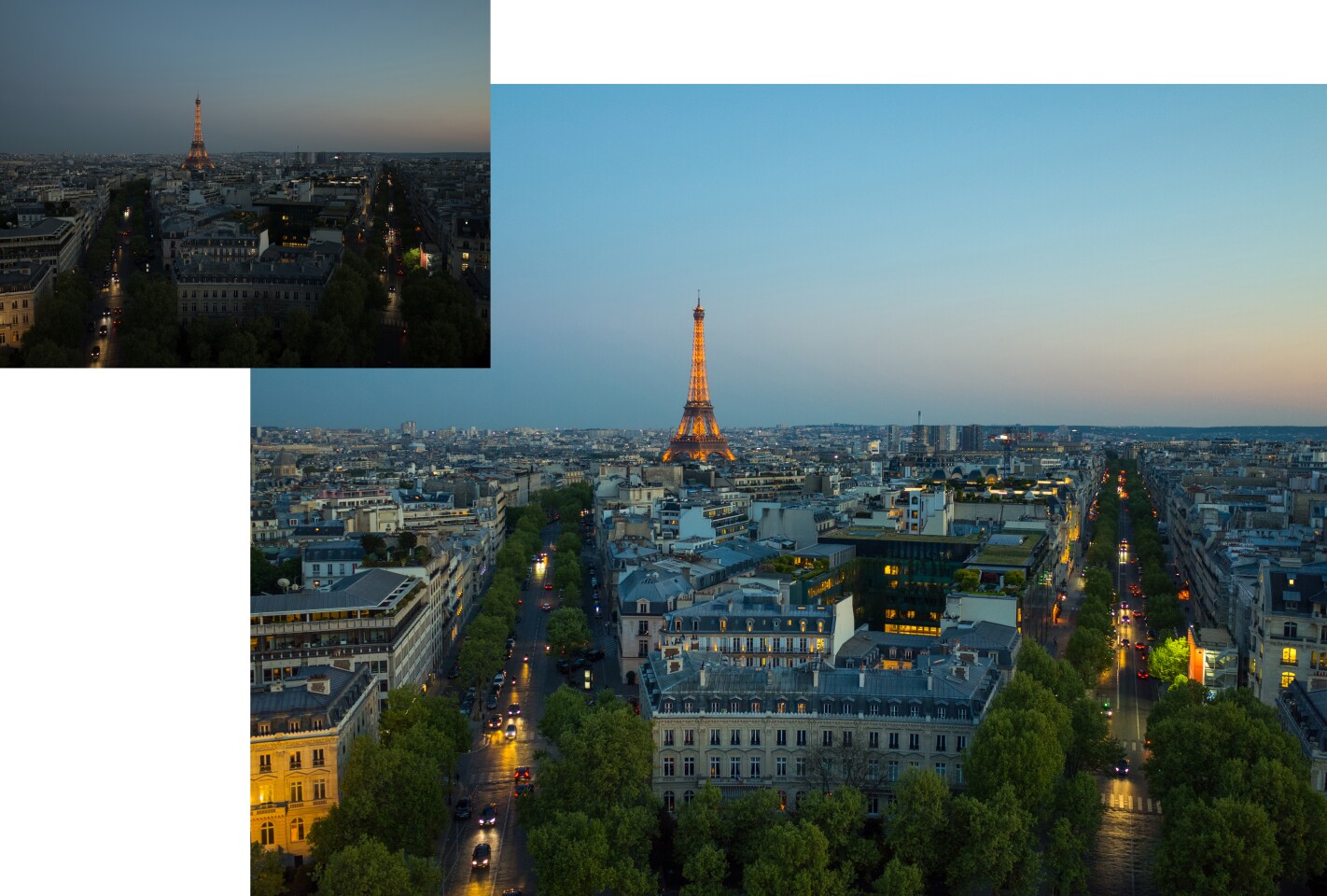 While users can initially be disheartened by "flat" RAW files (top left) they can look much better when processed (bottom right)
