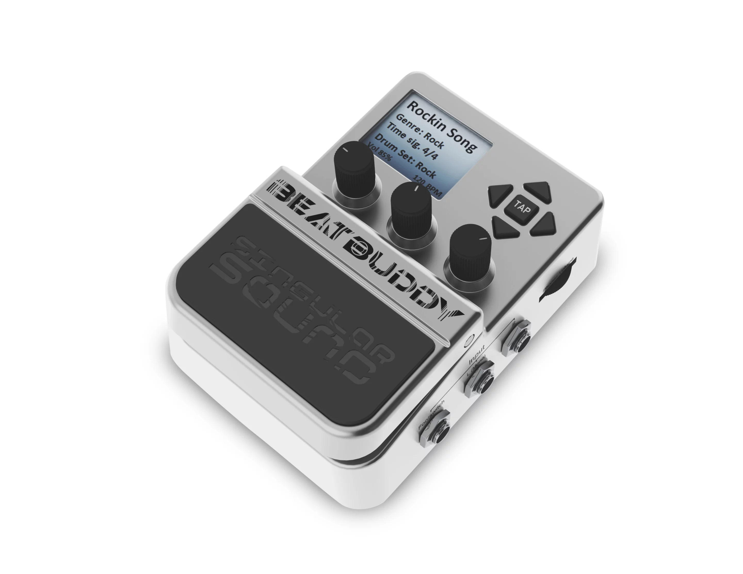 The Beatbuddy comes pre-loaded with 10 drum sets and over 200 complete songs