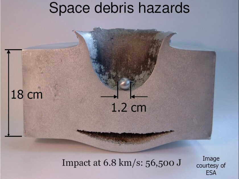 Hypervelocity impact damage (Photo: NASA)