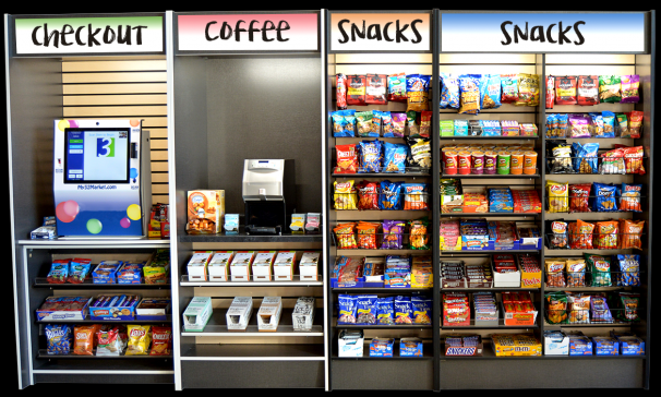 An example of the type of break room "mini market" that could be accessed through the RFID microchips