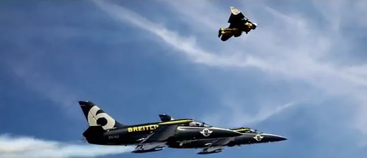 Jetman flying in formation with his bigger brothers