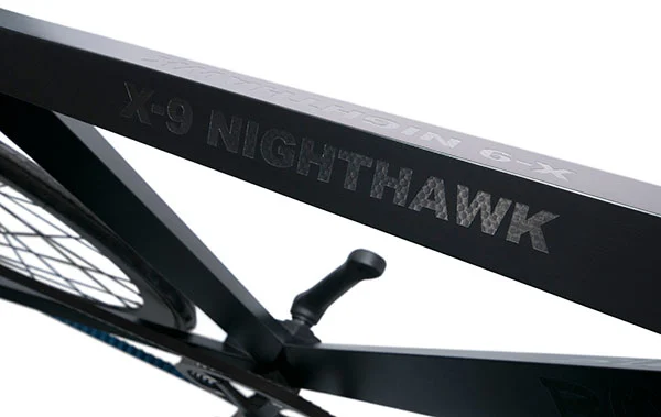 The X-9 Nighthawk is a prototype bicycle with a frame made from aramid/carbon fiber sandwich panels