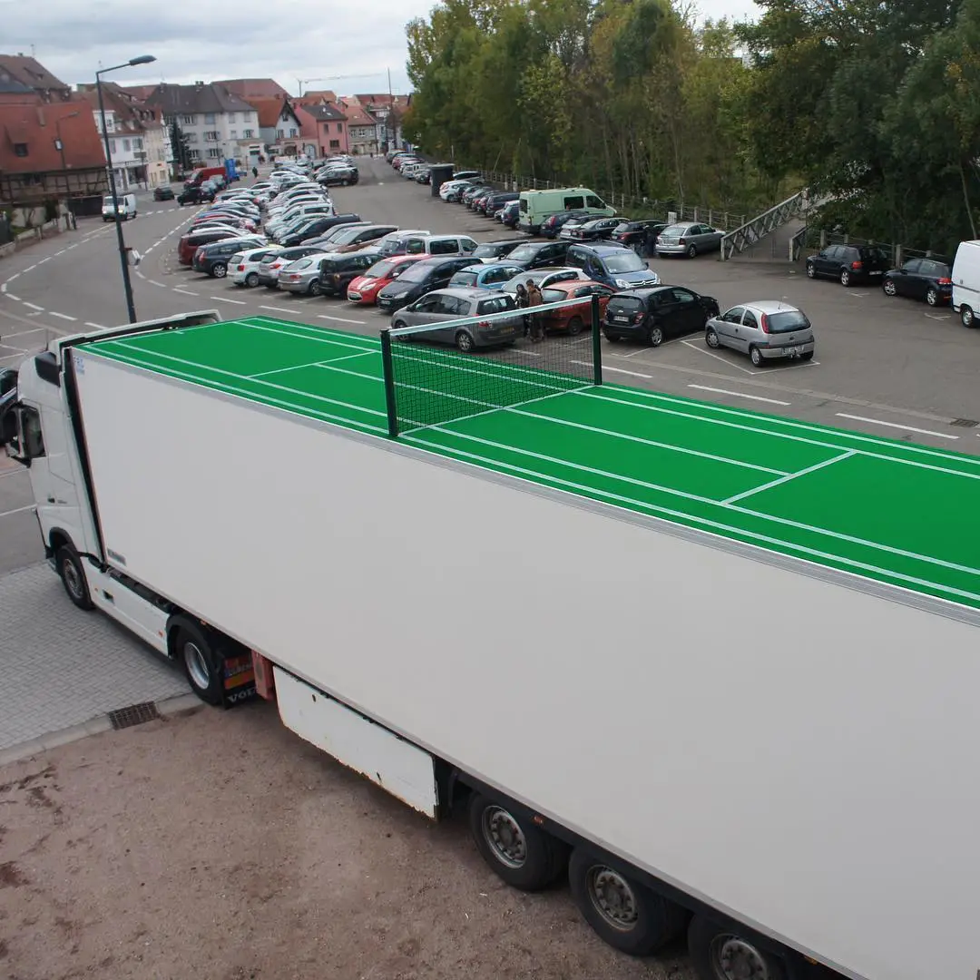 A 2017 piece - the tennis court on a truck