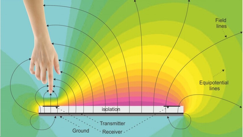 The same electric field adjusts to the presence of a hand