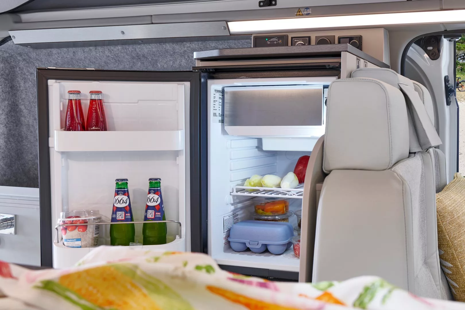 With the rearranged layout, Westfalia is able to put the 51-L fridge across the way from the main kitchen block