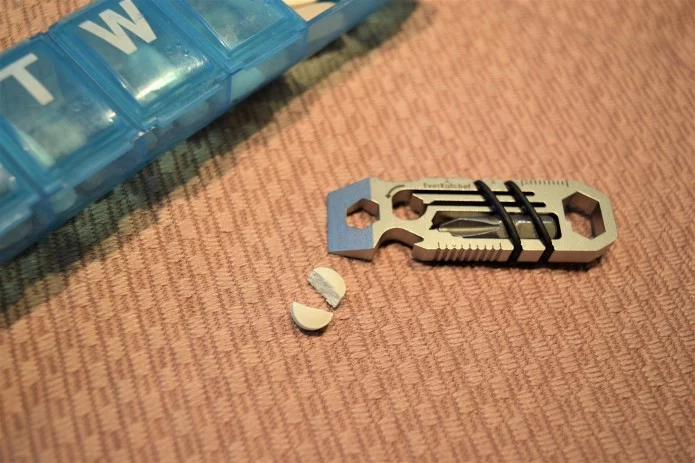 The EverRatchet multitool could be used to break pills in half