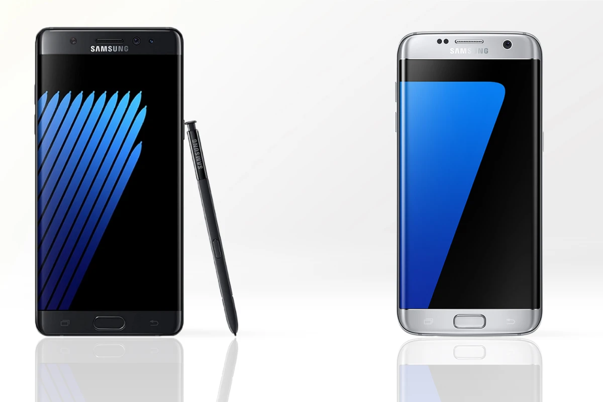 New Atlas compares the features and specs of the Galaxy Note 7 (left) and the Galaxy S7 edge
