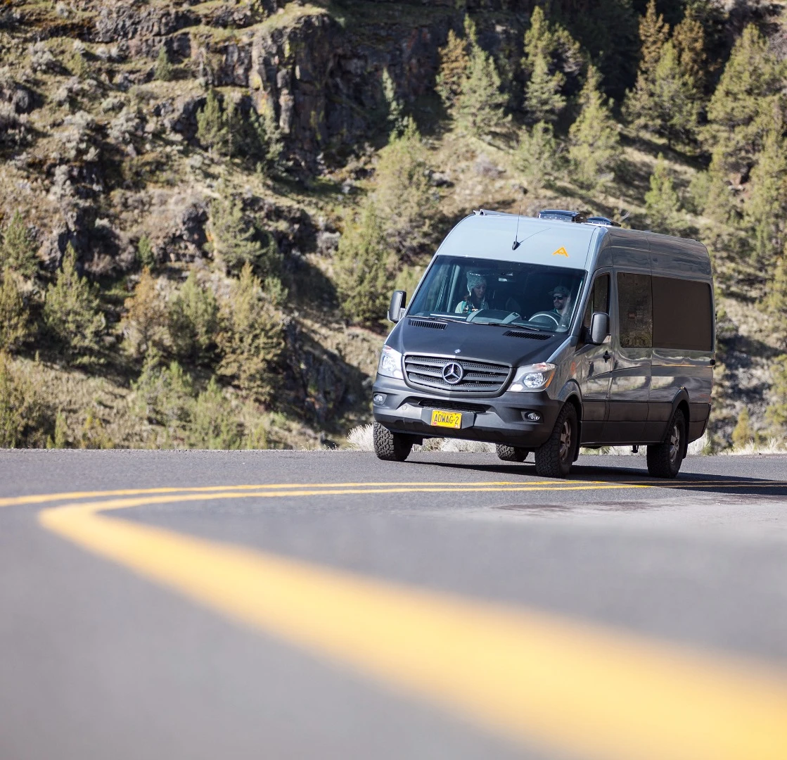 On the road in an Adventure Wagon Mercedes Sprinter RUV
