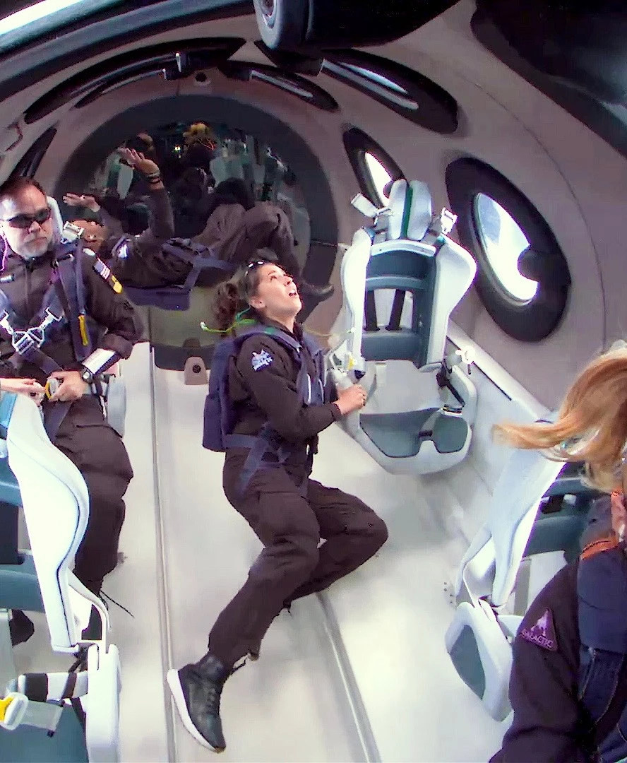 One of the passengers on Unity 25 enjoying freefall