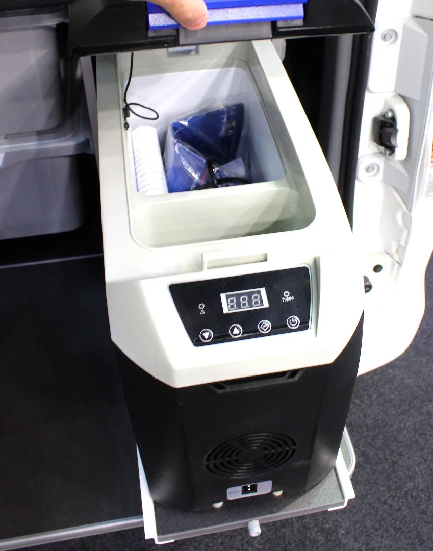 You might want to bring a separate cooler along, as the Nissan N-Vane's refrigerator is rather limited