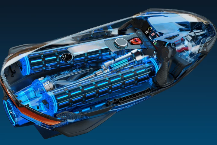 The Seabob SE63 features a more powerful water jet propulsion system complete with a carbon fiber motor shaft, a hat tip to Lamborghini's extensive carbon fiber expertise