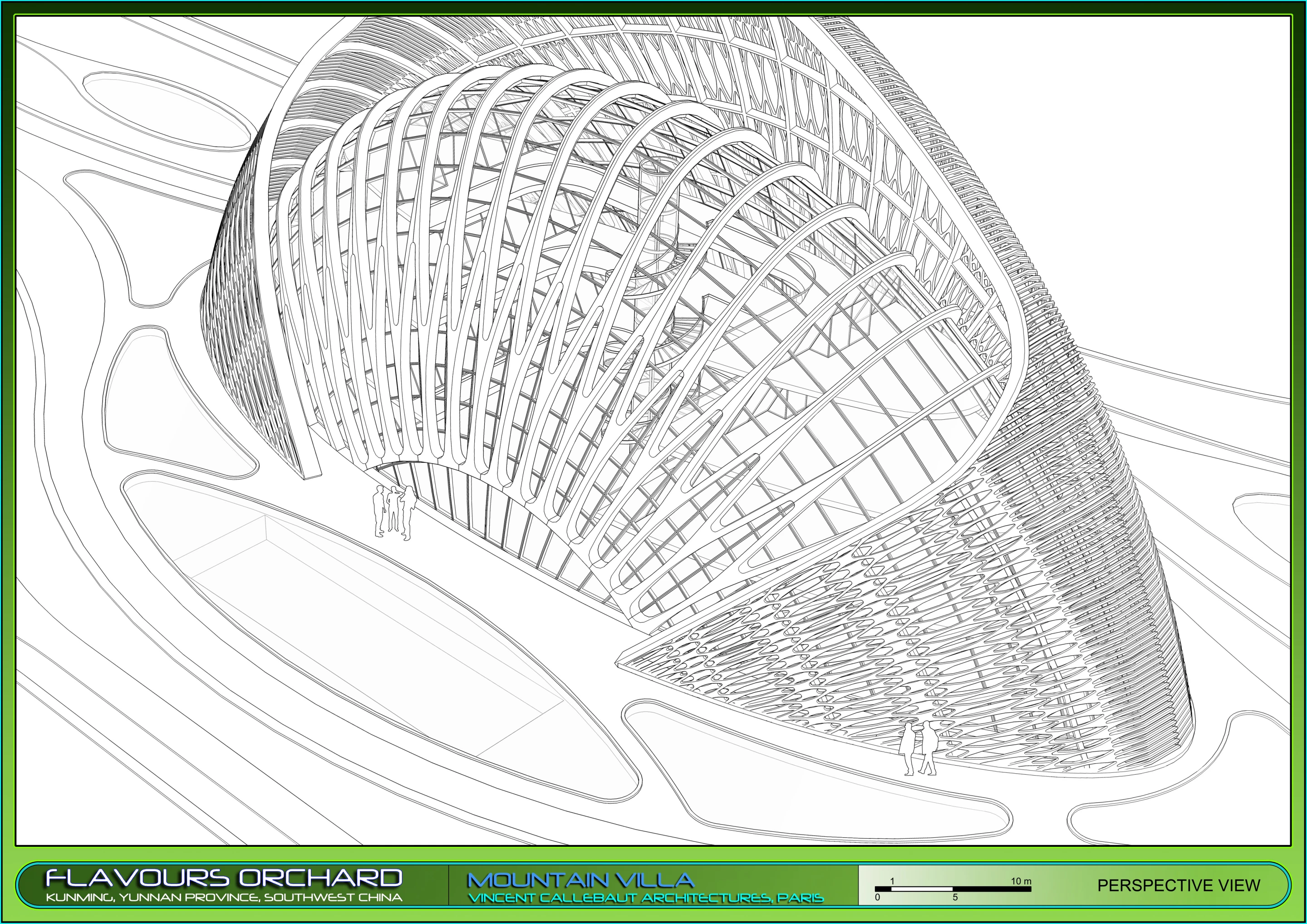 Mountain Villa wireframe view of the solar roof (Image: Vincent Callebaut Architectures)