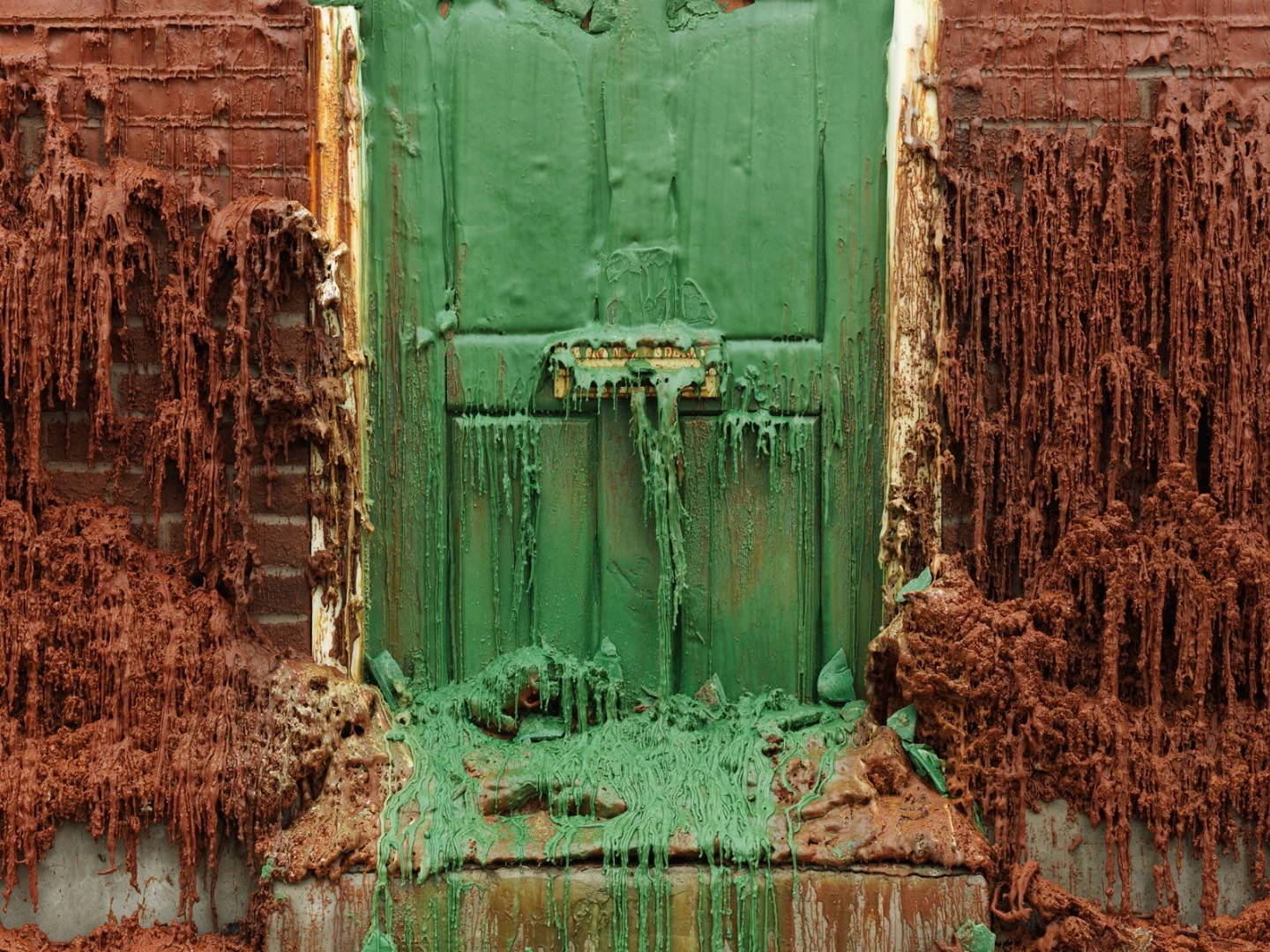 A pound of flesh for 50p displayed a slowly melting house, made out of wax bricks, disappearing over two months