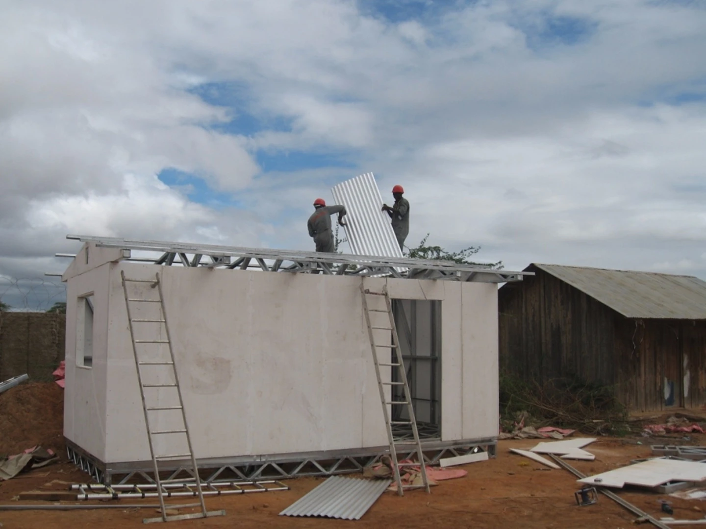 Each Solar Classroom in a Box has a corrugated tin roof