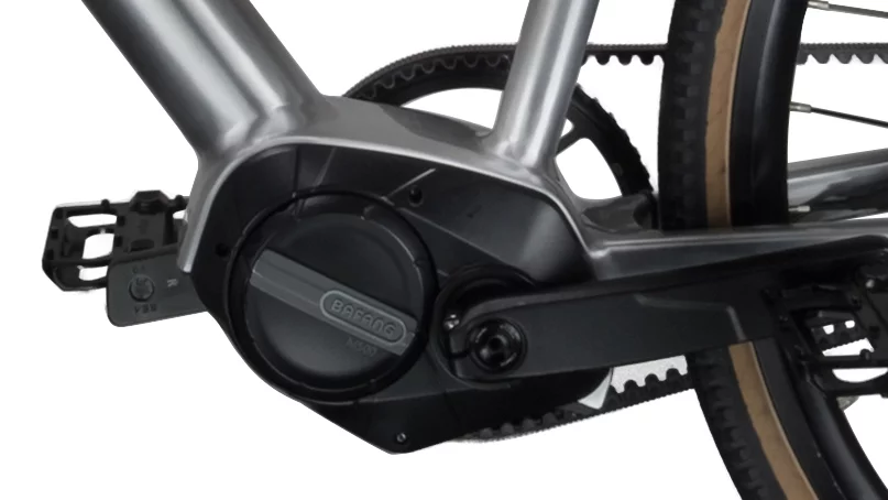 The Miller e-bike features a Bafang M500 mid-mounted motor and Gates CDX carbon belt drive