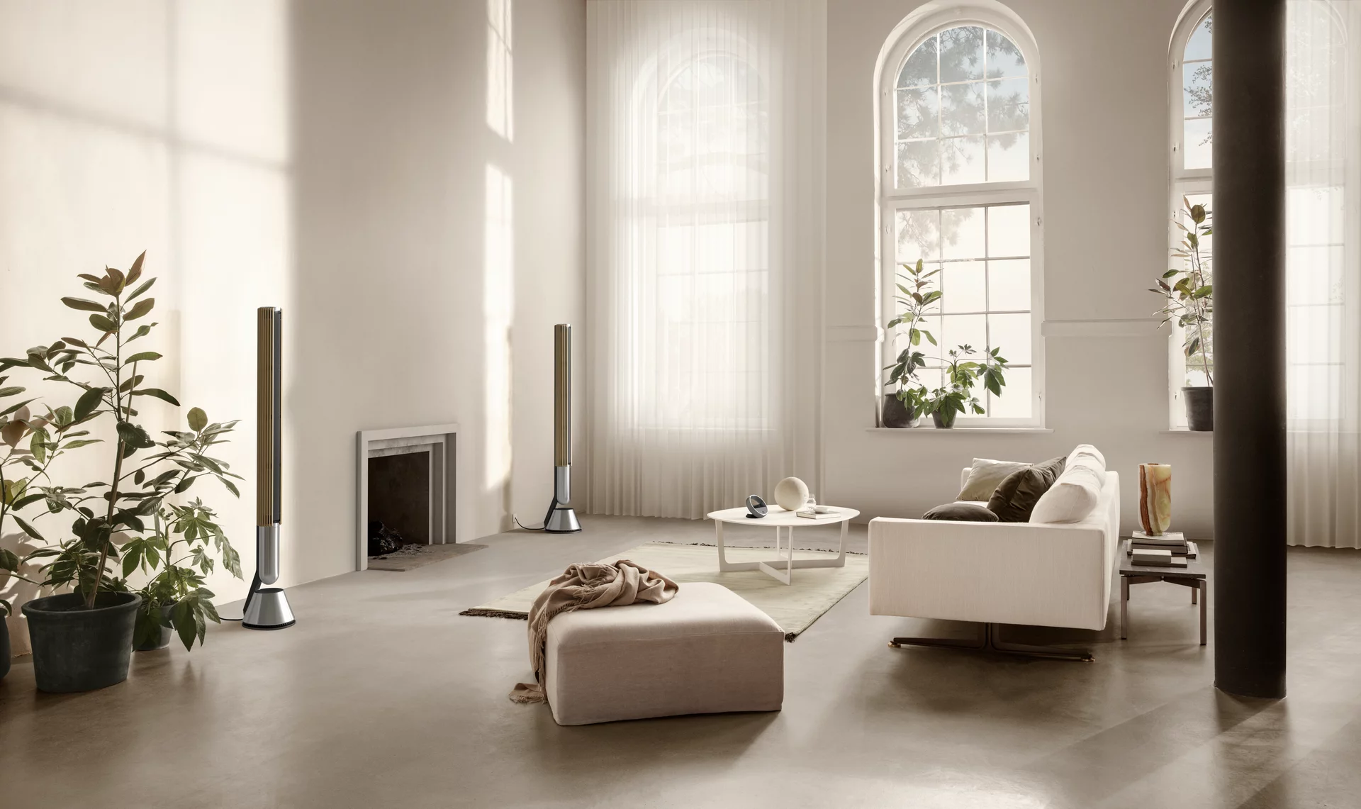 The Beolab 28 speakers are said to be inspired by column-shaped models from B&O's past, including the Beolab Penta and Beolab 8000