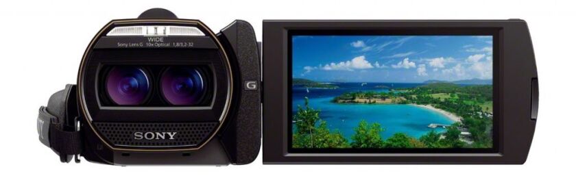 The 3.5-inch LCD of Sony's new HDR-TD30V camcorder
