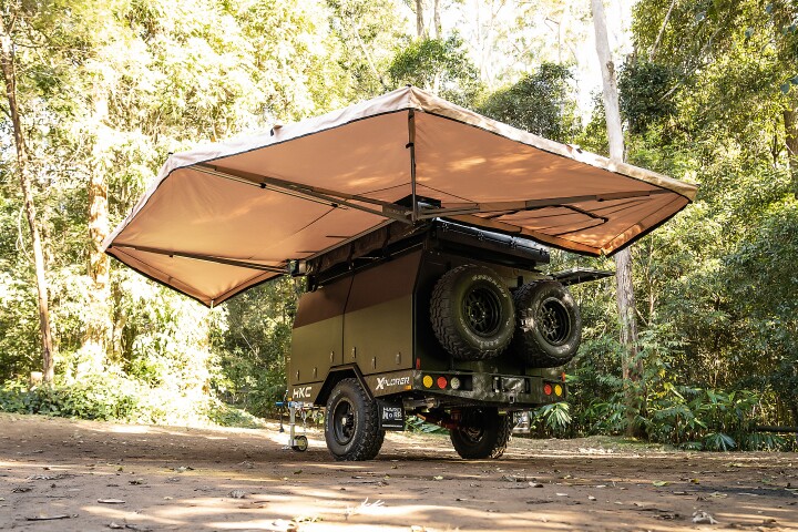 The available freestanding awning gives the Hardkorr Xplorer some serious shade