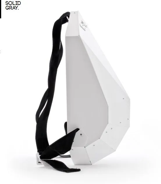 The Solid Gray backpack features a rigid foldable design, and is made from a single sheet of copolymer