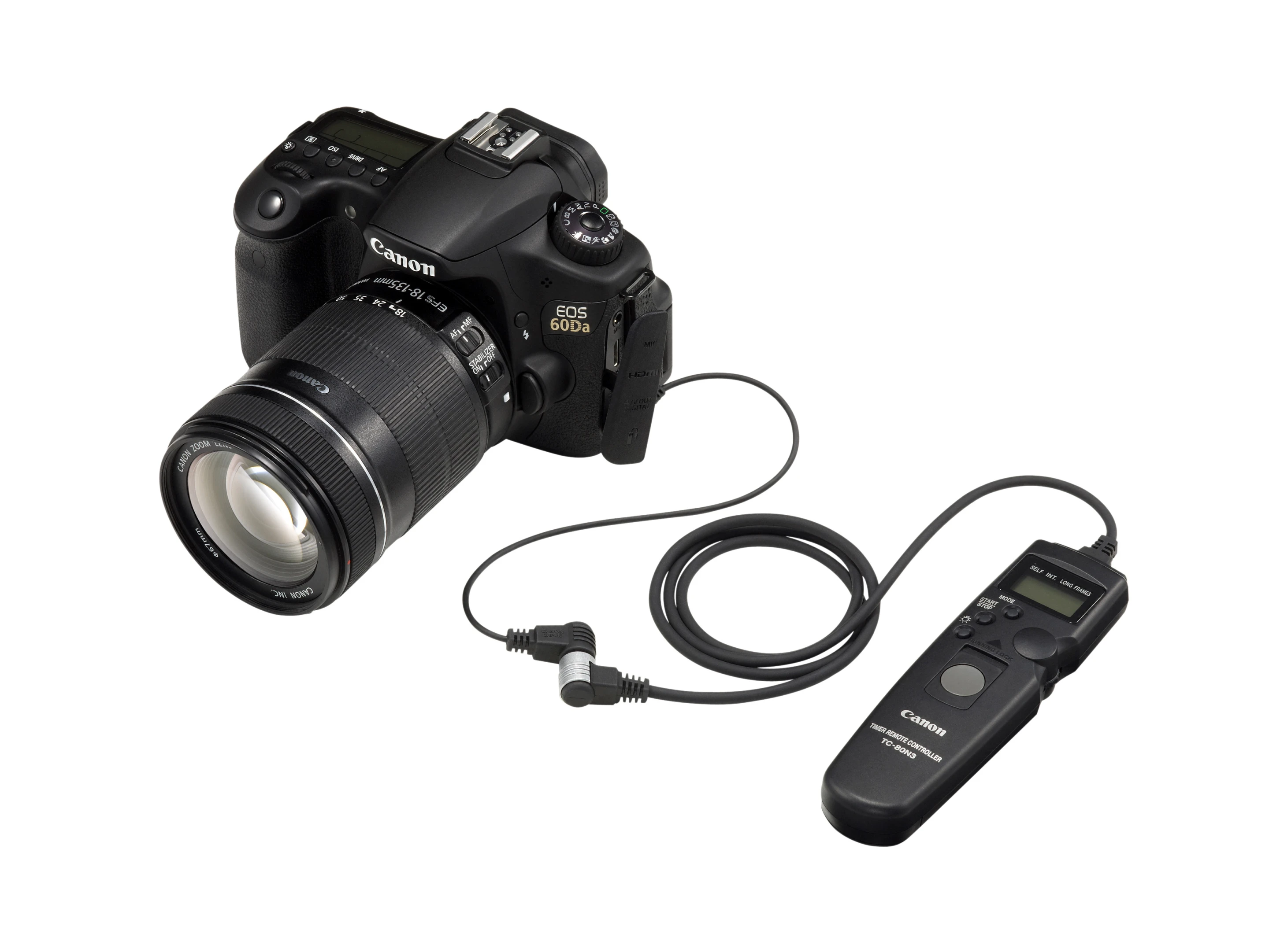 The EOS 60Da comes packaged with Canon's RA-E3 Remote Controller Adapter for compatibility with the company's (optional) TC-80N3 Timer Remote Controller