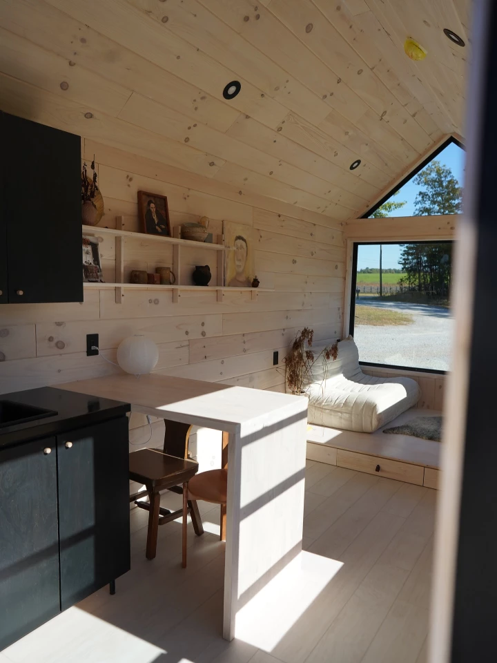 The Homesteader's living area can optionally be configured as a second bedroom