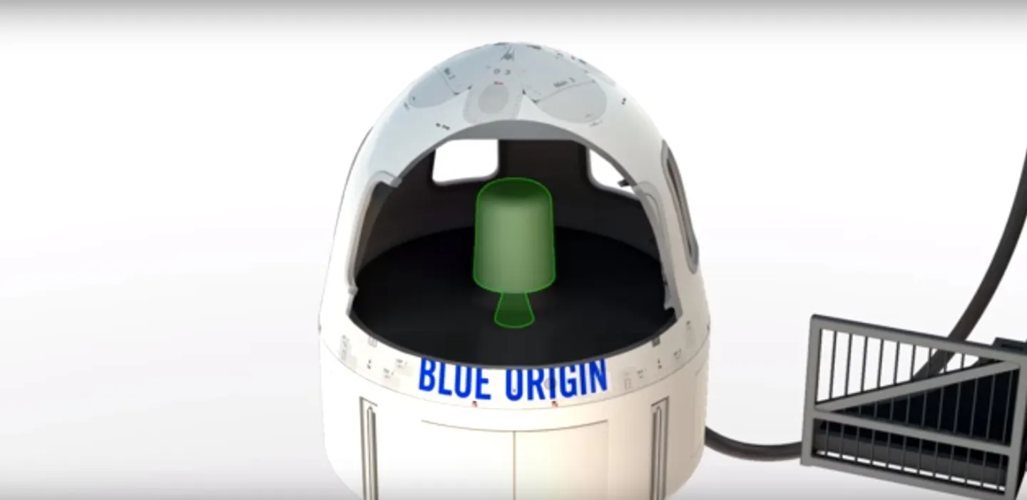 X-ray view of the crew capsule showing the escape motor