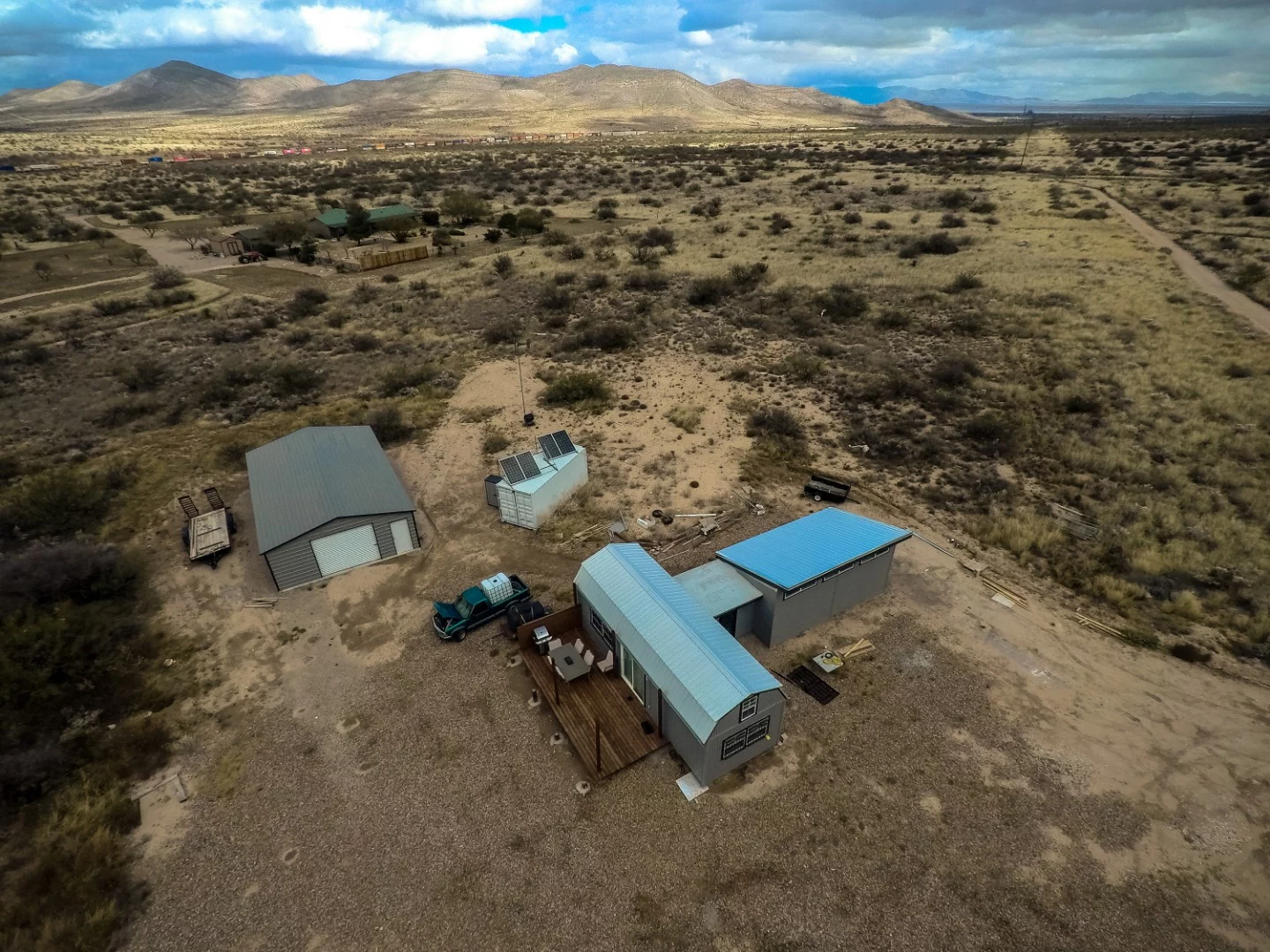 As you can see, this tiny home is almost completely isolated in the high desert of Arizona. There is one nearby neighbor.