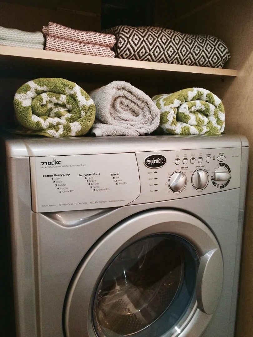 The Vintage Glam is well-stocked with amenities, including a washing machine