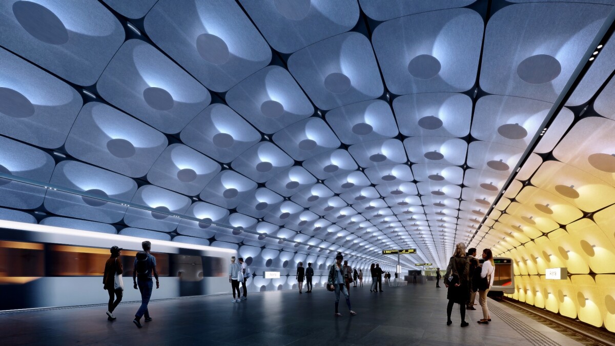 The Fornbuporten station will be illuminated with atmospheric lighting that changes throughout the day