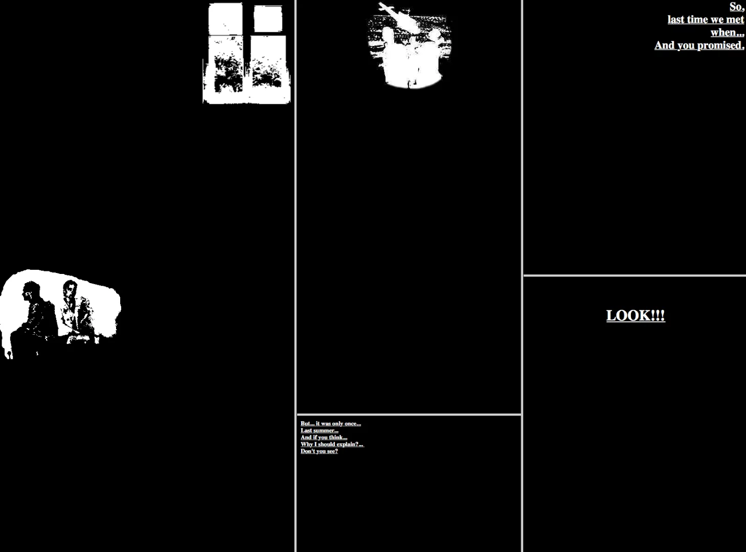 A screenshot from Olia Lialina's "netfilm" My Boyfriend Came Back From the War – the project can still be found online here