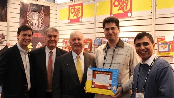 Etcher receiving the blessing from Ohio Art, the company responsible for Etch A Sketch